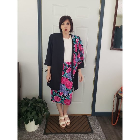 90s Floral Dress and‎ Matching Oversize Blazer - Picture 2 of 7